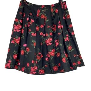 Talbots Floral Aline Pleated Skirt Pink Roses